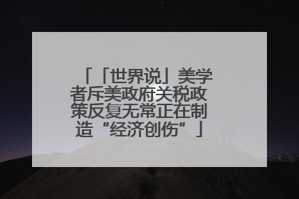 「世界说」美学者斥美政府关税政策反复无常正在制造“经济创伤”