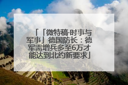 「微特稿·时事与军事」德国防长：德军需增兵多至6万才能达到北约新要求