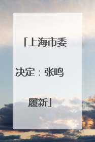 上海市委决定：张鸣履新
