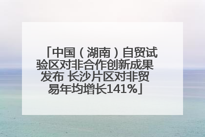 中国（湖南）自贸试验区对非合作创新成果发布 长沙片区对非贸易年均增长141%