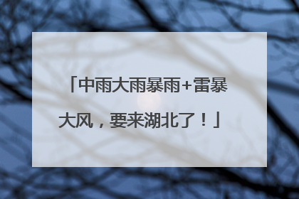 中雨大雨暴雨+雷暴大风，要来湖北了！
