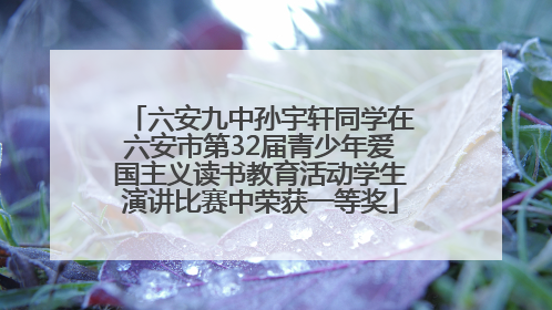六安九中孙宇轩同学在六安市第32届青少年爱国主义读书教育活动学生演讲比赛中荣获一等奖
