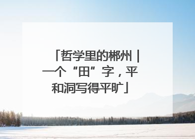 哲学里的郴州｜一个“田”字，平和洞写得平旷