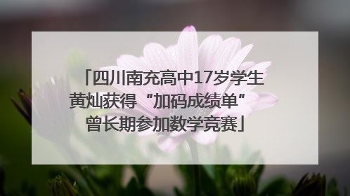 四川南充高中17岁学生黄灿获得“加码成绩单” 曾长期参加数学竞赛