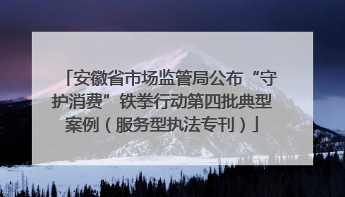 安徽省市场监管局公布“守护消费”铁拳行动第四批典型案例（服务型执法专刊）
