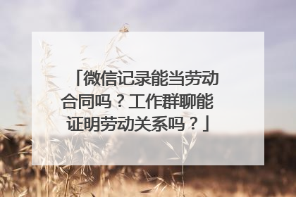 微信记录能当劳动合同吗？工作群聊能证明劳动关系吗？