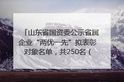 山东省国资委公示省属企业“两优一先”拟表彰对象名单，共250名（个）党员和党组织