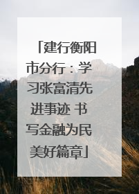 建行衡阳市分行：学习张富清先进事迹 书写金融为民美好篇章