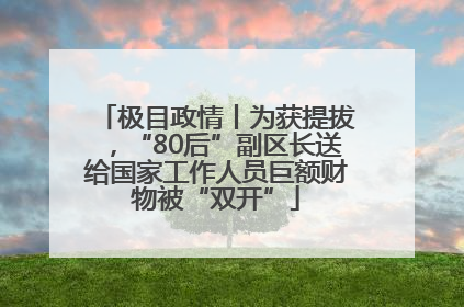 极目政情丨为获提拔，“80后”副区长送给国家工作人员巨额财物被“双开”