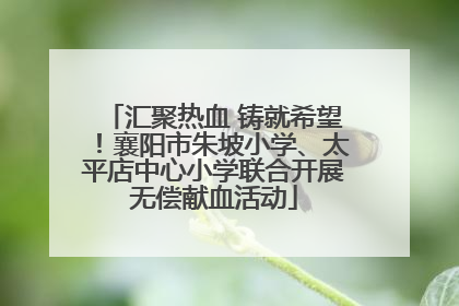 汇聚热血 铸就希望！襄阳市朱坡小学、太平店中心小学联合开展无偿献血活动