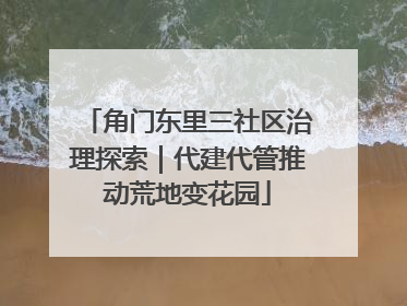 角门东里三社区治理探索｜代建代管推动荒地变花园