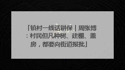 镇村一线话耕保｜周张博：村民但凡种树、建棚、盖房，都要向街道报批