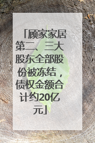 顾家家居第二、三大股东全部股份被冻结，债权金额合计约20亿元