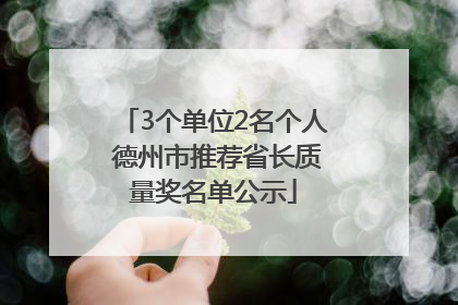 3个单位2名个人 德州市推荐省长质量奖名单公示