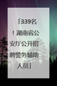 339名！湖南省公安厅公开招聘警务辅助人员